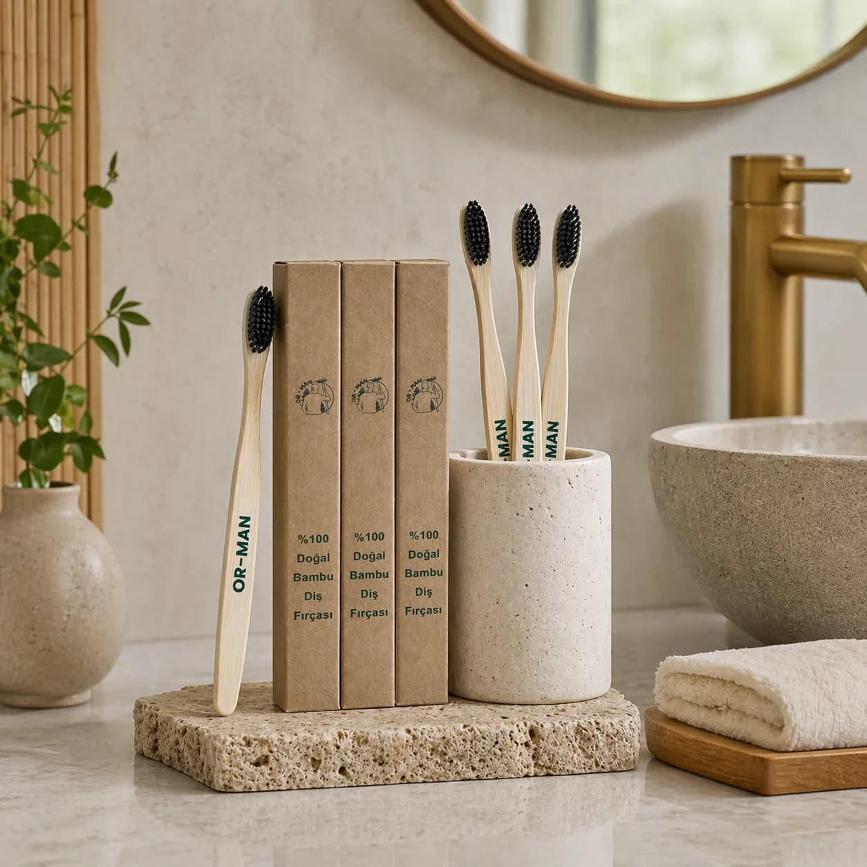 Doğal Aktif Karbonlu Bambu Lifli Diş Fırçası