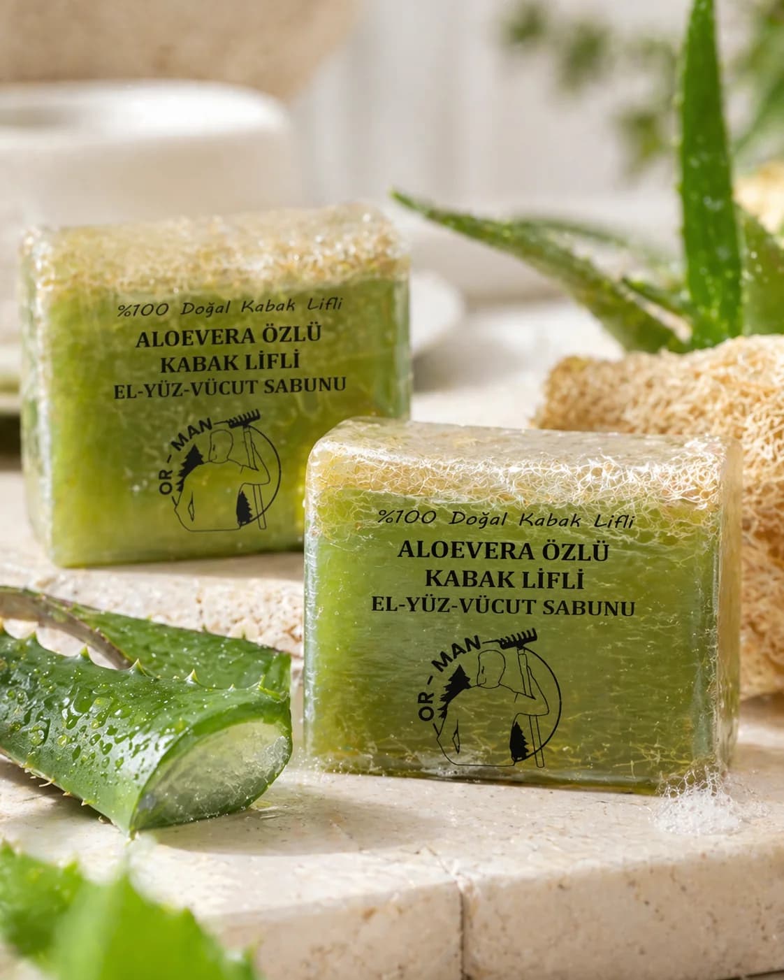 Aloevera Özlü Kabak Lifli El-Yüz-Vücut Sabun