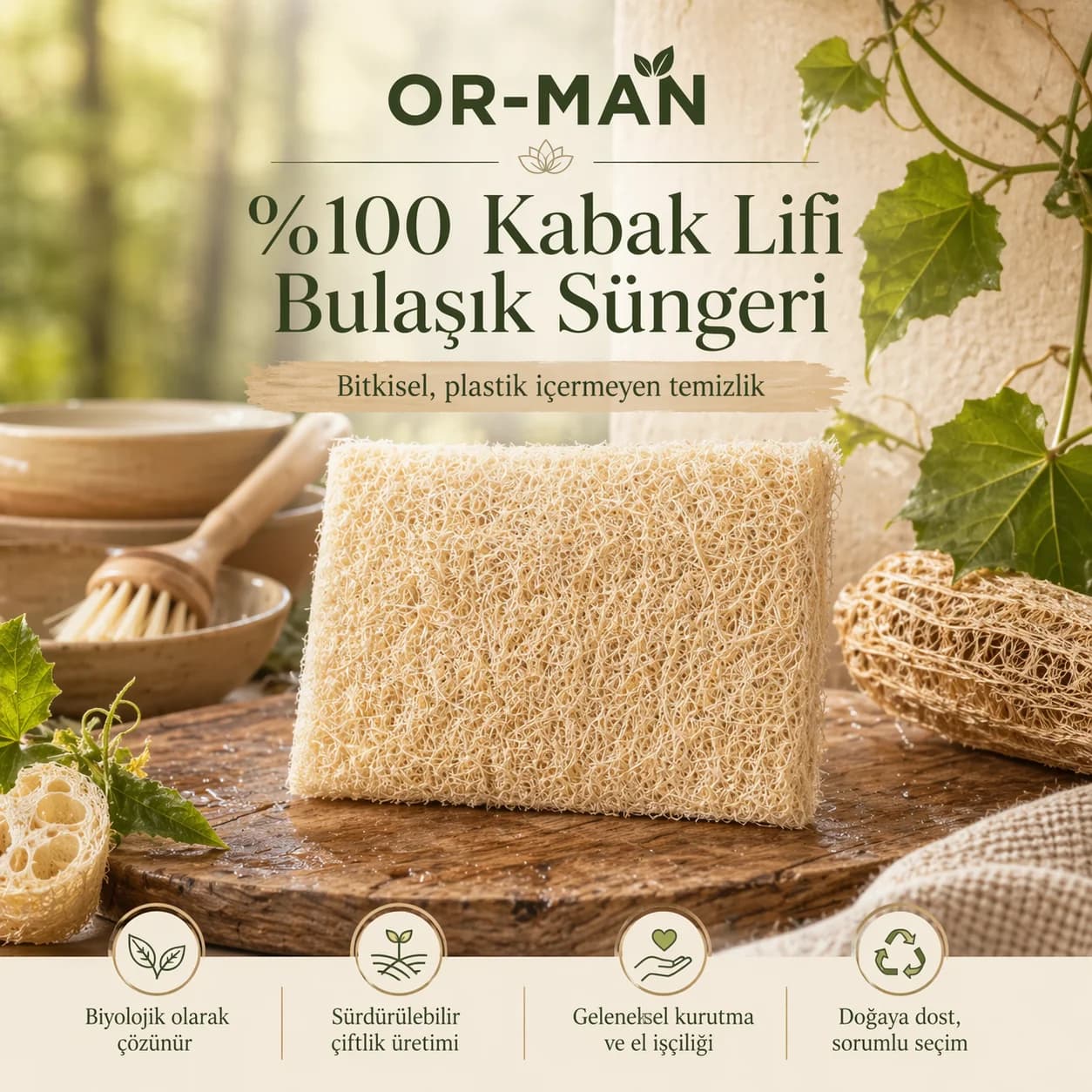 %100 Kabak Lifi Bulaşık Süngeri