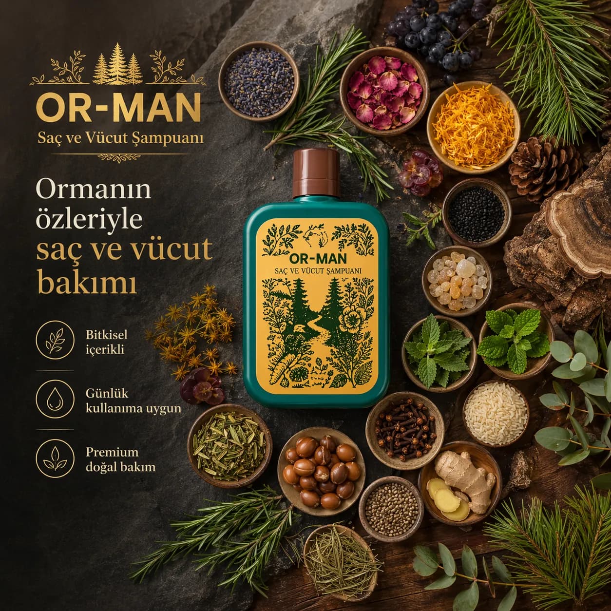 OR-MAN Saç ve Vücut Şampuanı "Tabiatın özleriyle, bedeninizi ve ruhunuzu temizlemeye.."